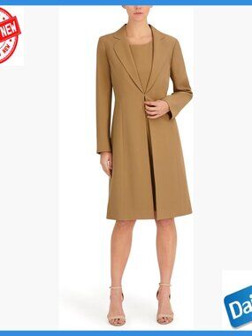 Long Coat and Sheath Dress Set for Work and Events
